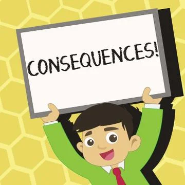 Text sign showing Consequences. Conceptual photo Result Outcome Output Upshot Stock Illustration