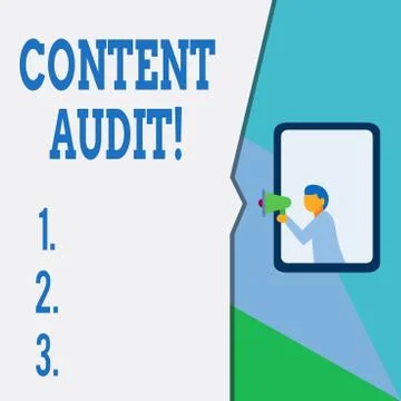 Text sign showing Content Audit. Conceptual photo process of evaluating content 스톡 일러스트