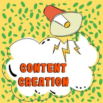 Text sign showing Content Creation. Business idea contribution of information to Stock Illustration