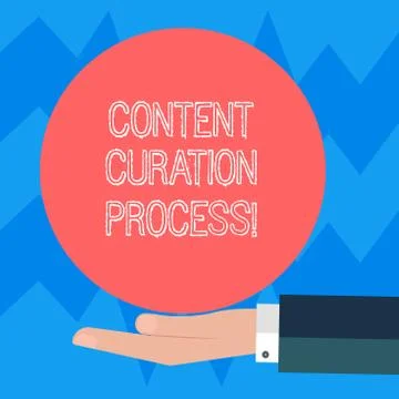 Text sign showing Content Curation Process. Conceptual photo Gathering Illustrazione stock