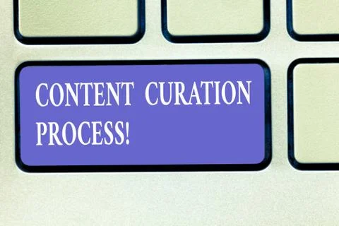 Text sign showing Content Curation Process. Conceptual photo Gathering Foto stock