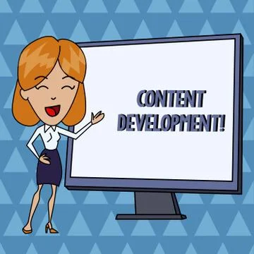 Text sign showing Content Development. Conceptual photo Specialized in Graphic Stock Illustration