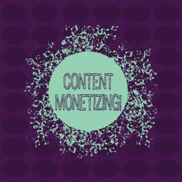Text sign showing Content Monetizing. Conceptual photo making money from content Illustrazione stock