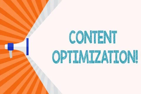 Text sign showing Content Optimization. Conceptual photo techniques to improve Illustrazione stock