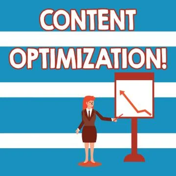 Text sign showing Content Optimization. Conceptual photo techniques to improve 스톡 일러스트