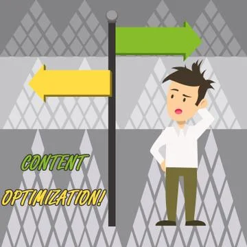 Text sign showing Content Optimization. Conceptual photo techniques to improve イラスト素材
