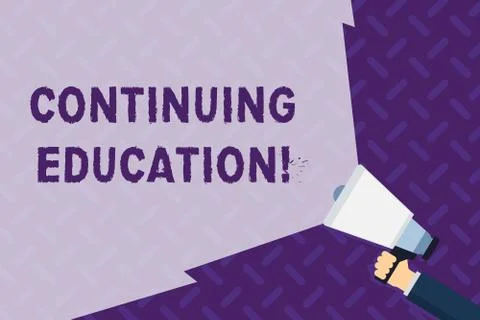 Text sign showing Continuing Education. Conceptual photo postsecondary learning Illustrazione stock
