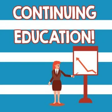 Text sign showing Continuing Education. Conceptual photo postsecondary learning Illustrazione stock