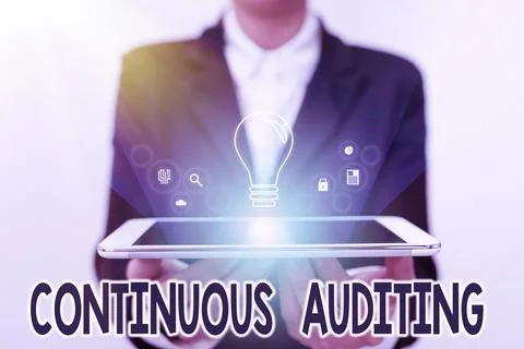 Text sign showing Continuous Auditing. Conceptual photo Internal process that Stock Photos