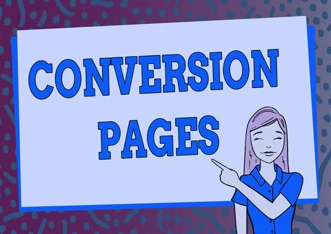 Text sign showing Conversion Pages. Word for appears in response to clicking on イラスト素材