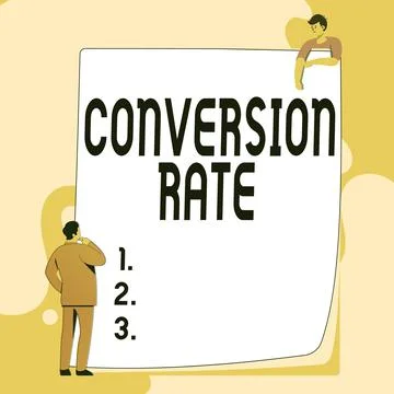 Text sign showing Conversion Rate. Business idea number of visitors to a website 스톡 일러스트