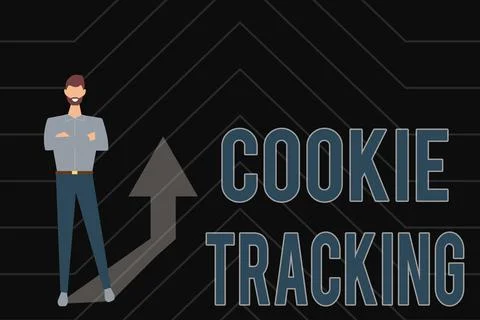 Text sign showing Cookie Tracking. Word Written on Data stored in the user s is Stock Illustration