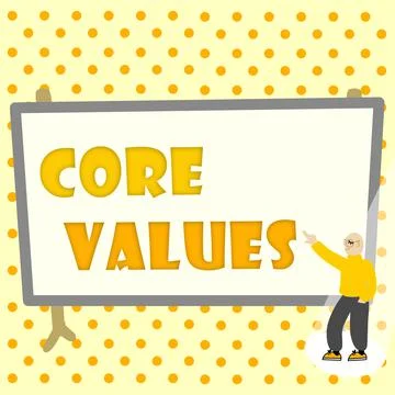 Text sign showing Core Values. Business idea principles which guide and Stock-Illustration