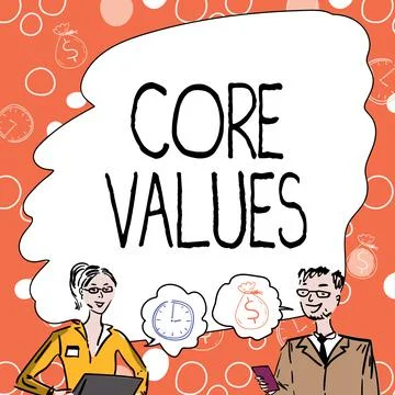 Text sign showing Core Values. Internet Concept belief person or organization Stock Illustration