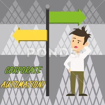 Text sign showing Corporate Automation. Conceptual photo automating key Stock Illustration