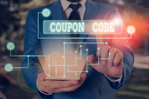 Text sign showing Coupon Code. Conceptual photo ticket or document that can be Foto stock