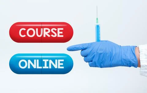 Text sign showing Course Online. Business overview eLearning Electronic Foto stock