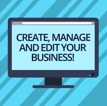 Text sign showing Create Manage And Edit Your Business. Conceptual photo Design Illustrazione stock