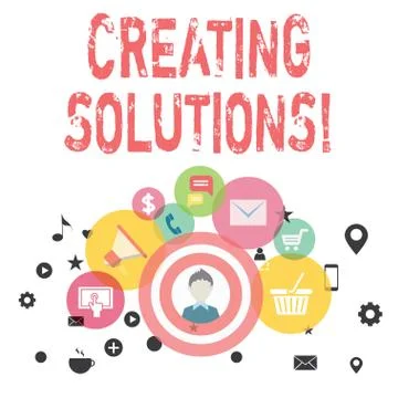Text sign showing Creating Solutions. Conceptual photo Make ways to solve a 库存插图