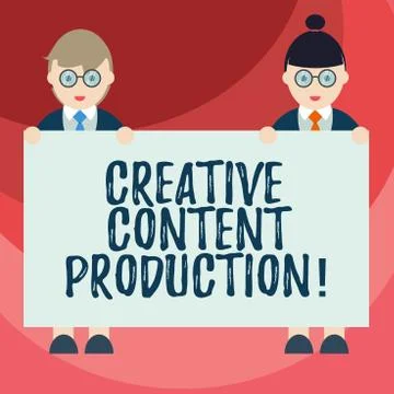 Text sign showing Creative Content Production. Conceptual photo Developing and Ilustración de archivo