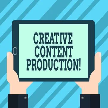 Text sign showing Creative Content Production. Conceptual photo Developing and Ilustración de archivo