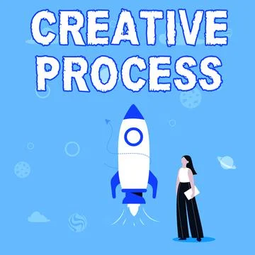 Text sign showing Creative Process. Business concept act of making new Stock Illustration