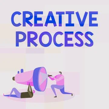 Text sign showing Creative Process. Business concept act of making new Stock Illustration