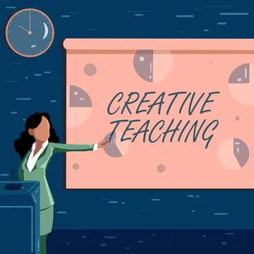 Text sign showing Creative Teaching. Business concept making something fine out Stock Illustration