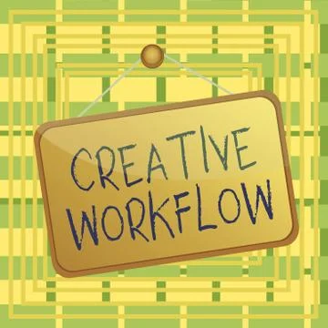 Text sign showing Creative Workflow. Conceptual photo the process undertaken by Illustrazione stock