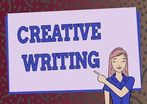 Text sign showing Creative Writing. Business showcase fiction or poetry which Illustrazione stock