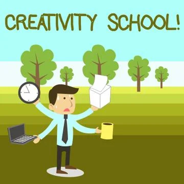Text sign showing Creativity School. Conceptual photo students are able to use Illustrazione stock