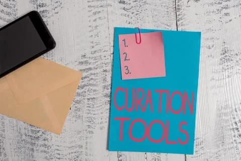 Text sign showing Curation Tools. Conceptual photo Software used in gathering Stock Photos