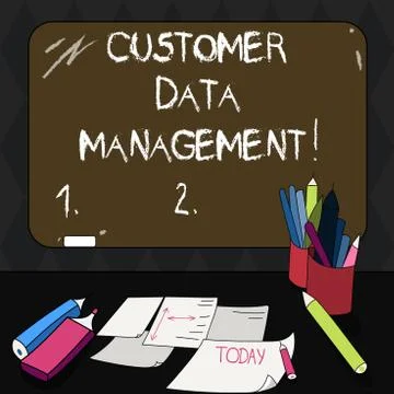 Text sign showing Customer Data Management. Conceptual photo Keep track and Stock Illustration