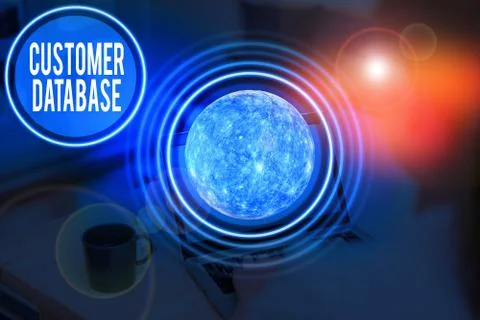 Text sign showing Customer Database. Conceptual photo uptodate on customer Stock Photos