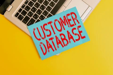 Text sign showing Customer Database. Conceptual photo uptodate on customer Stock Photos