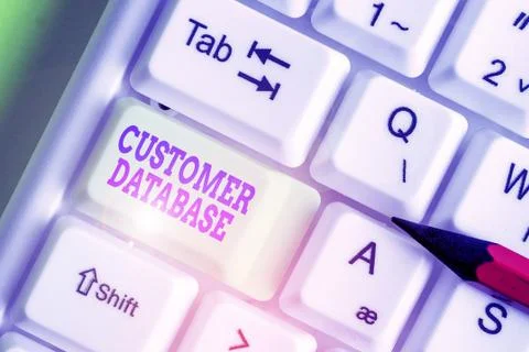 Text sign showing Customer Database. Conceptual photo uptodate on customer Stock Photos