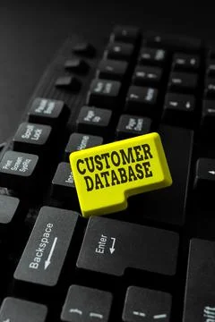 Text sign showing Customer Database. Word Written on uptodate on customer Stock Photos