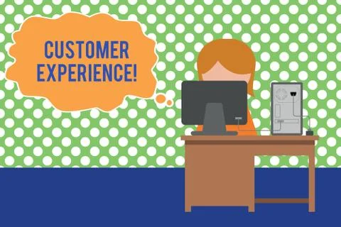Text sign showing Customer Experience. Conceptual photo Interaction between Illustrazione stock