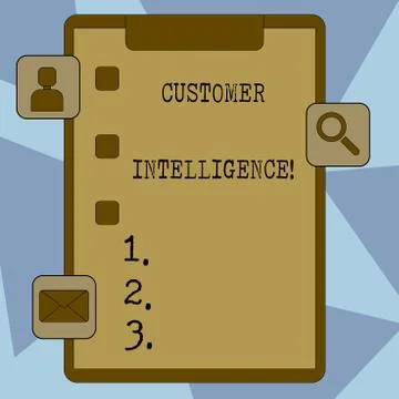 Text sign showing Customer Intelligence. Conceptual photo process of analyzing Illustrazione stock