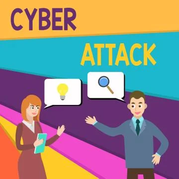 Text sign showing Cyber Attack. Conceptual photo attempt by hackers to damage or 스톡 일러스트