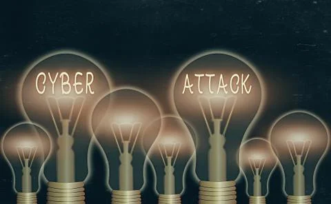 Text sign showing Cyber Attack. Conceptual photo An attempt by hackers to Damage Illustrazione stock
