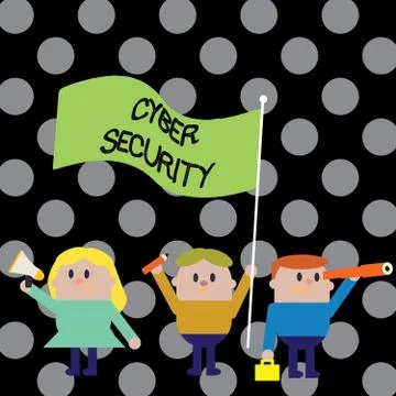 Text sign showing Cyber Security. Conceptual photo Protect a computer system Illustrazione stock