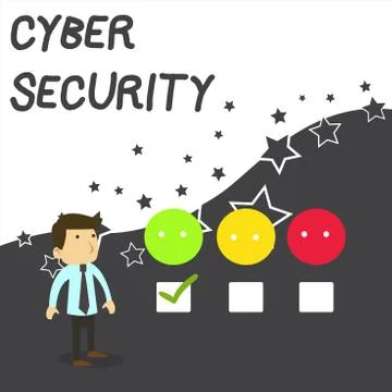 Text sign showing Cyber Security. Conceptual photo Protect a computer system Stockillustratie