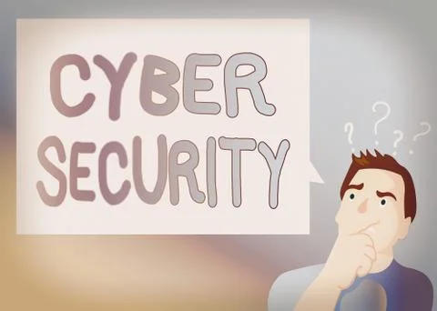 Text sign showing Cyber Security. Conceptual photo Protect a computer system Illustrazione stock