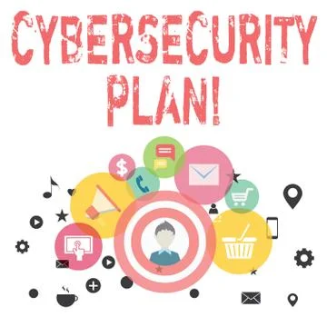 Text sign showing Cybersecurity Plan. Conceptual photo Techniques of protecting 스톡 일러스트