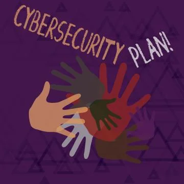 Text sign showing Cybersecurity Plan. Conceptual photo Techniques of protecting Illustrazione stock