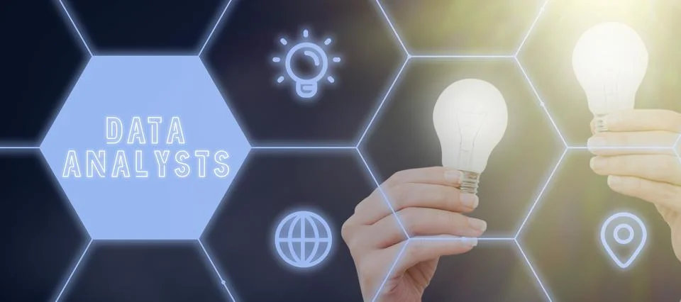 Text sign showing Data Analysts. Word Written on Programmer Design and Create Stock Photos