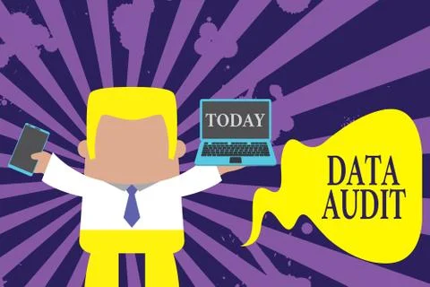 Text sign showing Data Audit. Conceptual photo auditing of data to assess its Illustrazione stock