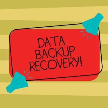 Text sign showing Data Backup Recovery. Conceptual photo the process of backing 스톡 일러스트
