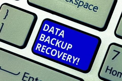 Text sign showing Data Backup Recovery. Conceptual photo the process of backing Stock Photos